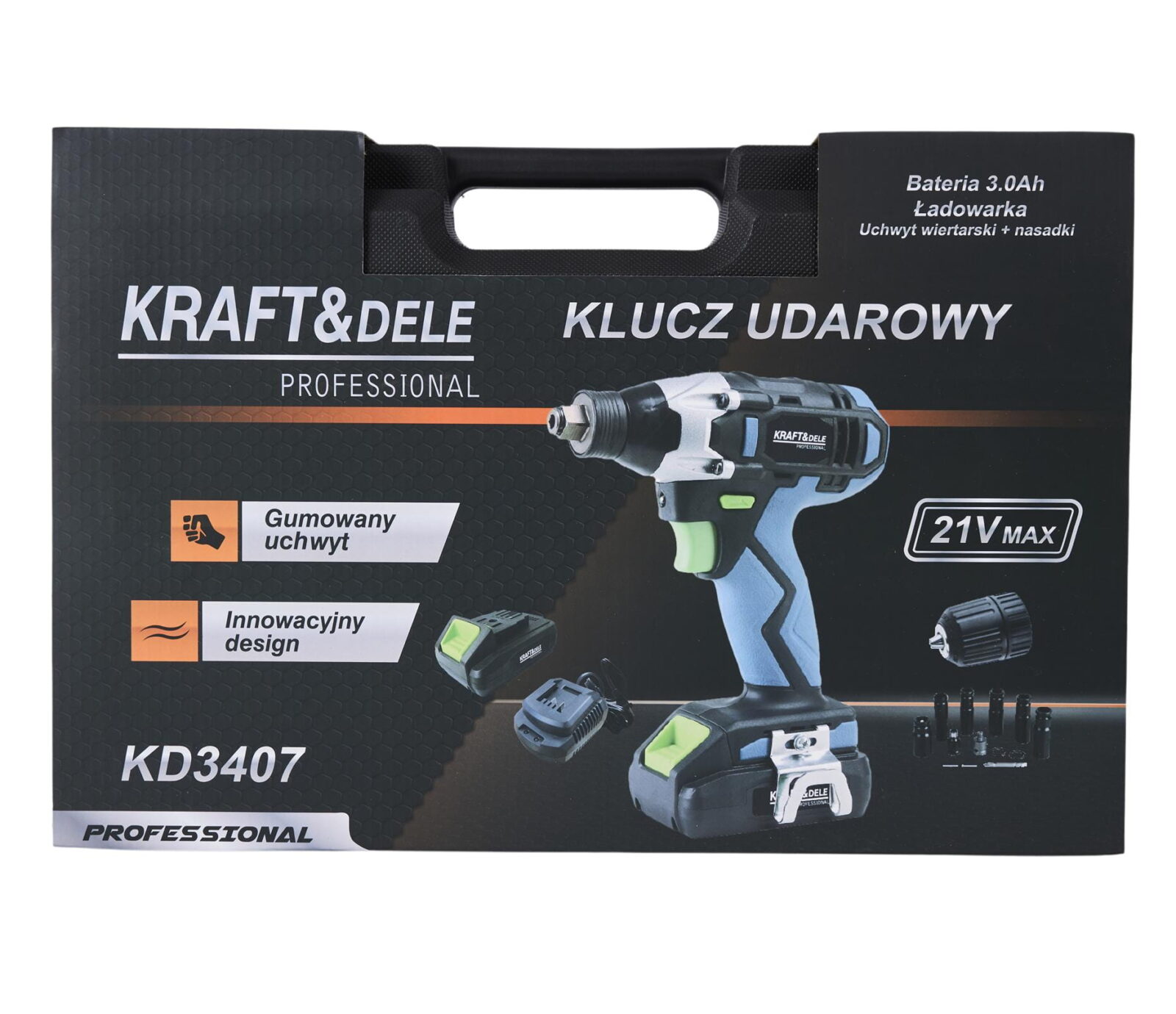 Akutrellvõti 21V – komplekt padrunite komplektiga KD3407