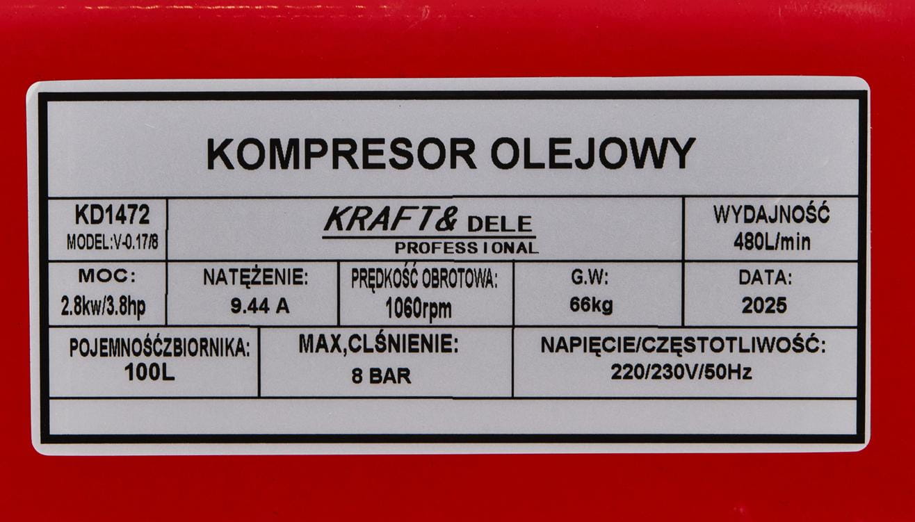 Õlikompressor 100L 230V + separator KD1472