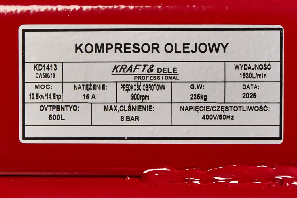 Õlikompressor 500 L / 3 kolbi / 400 V KD1413
