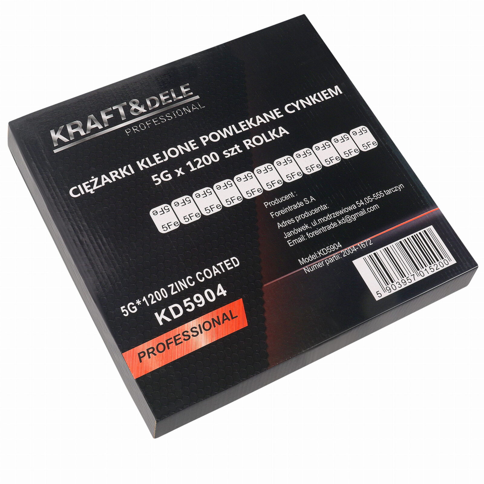 Tsingitud kleepuvad rattaraskused 5g x 1200 tk. RULL KD5904