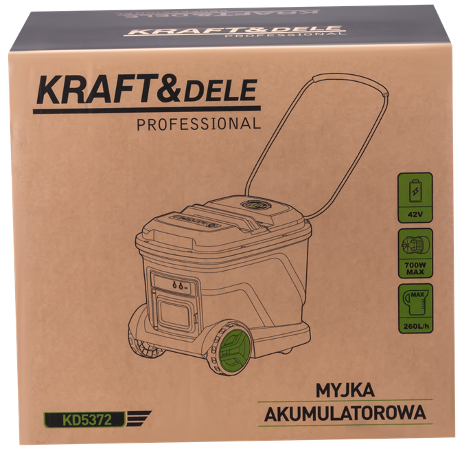 Akusurvepesumasin 20L mahutiga 700W 42V 3000mAh 200bar 260l/h KD5372