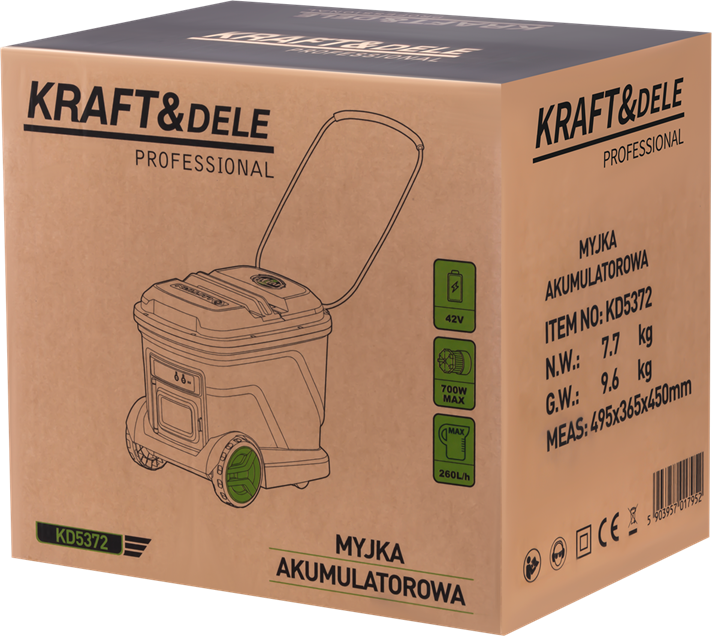 Akusurvepesumasin 20L mahutiga 700W 42V 3000mAh 200bar 260l/h KD5372