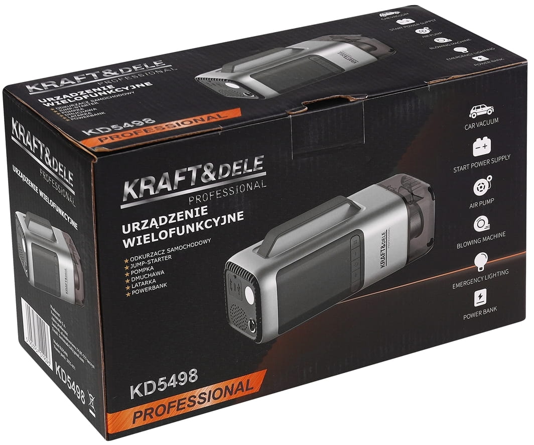MULTIFUNKTSIONAALNE SEADE TOLMUIMEJA / JUMP-STARTER / PUMP / LEHEPUHUR / TASKULAMP / POWERBANK KD5498