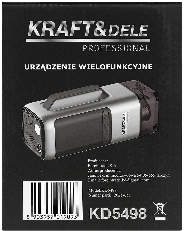 MULTIFUNKTSIONAALNE SEADE TOLMUIMEJA / JUMP-STARTER / PUMP / LEHEPUHUR / TASKULAMP / POWERBANK KD5498