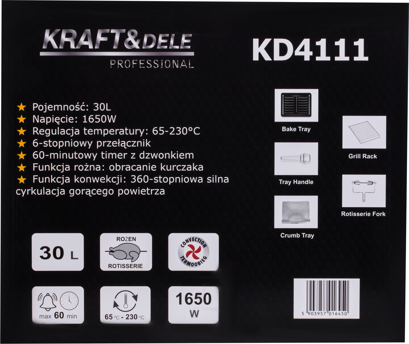 Elektriahi 30L 1650W grillvardaga + tarvikud KD4111