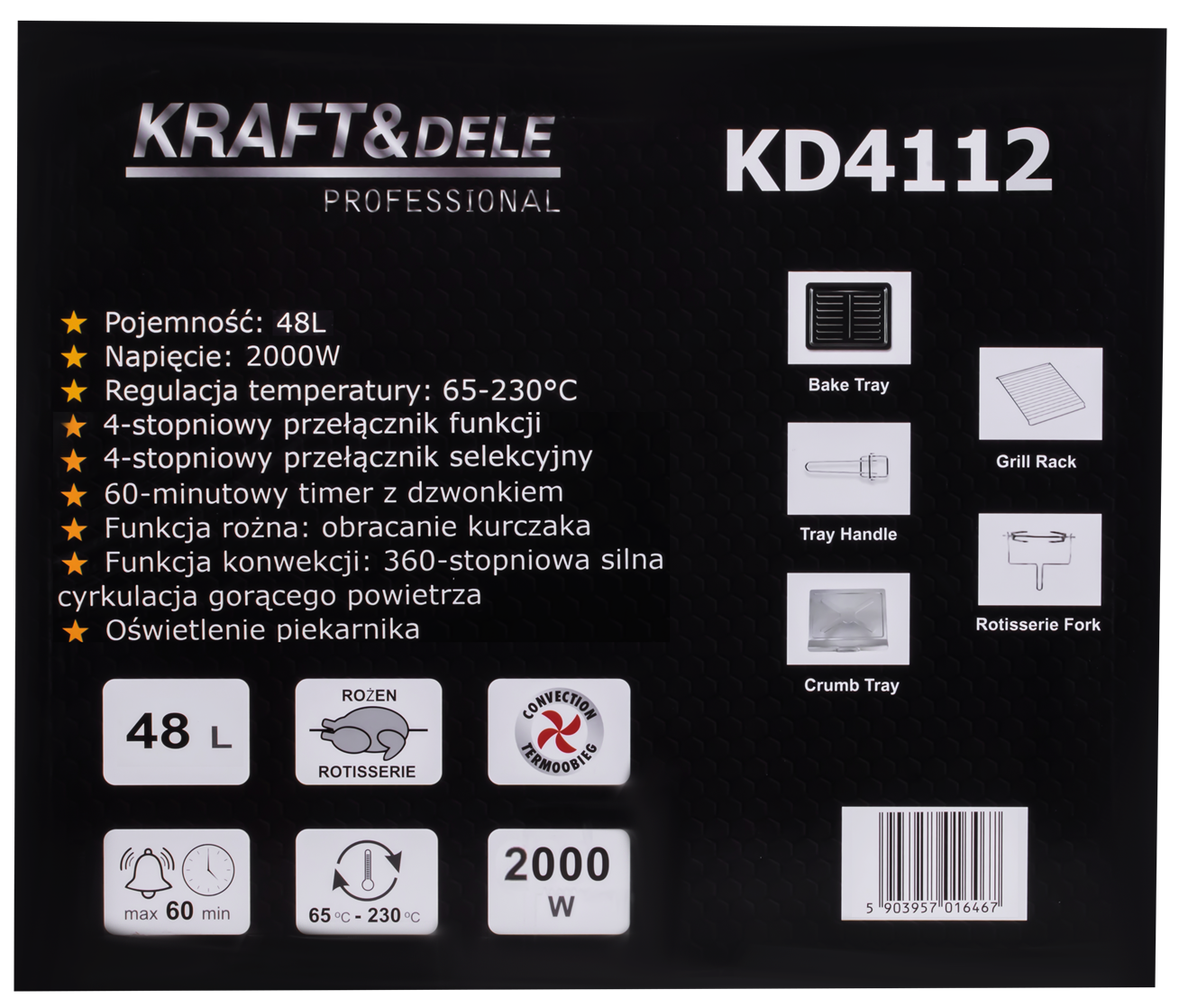 Elektriahi 48L 2000W grillvardaga + tarvikud KD4112