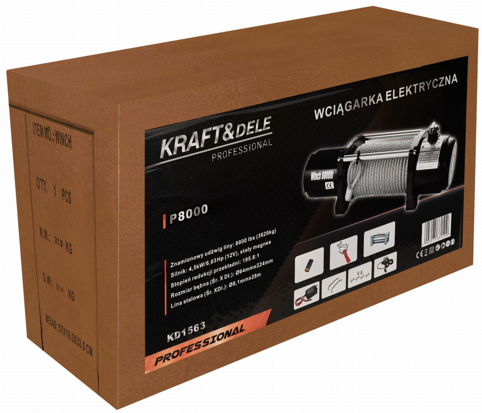 Elektriline vints KD1563 8000LBS 12V