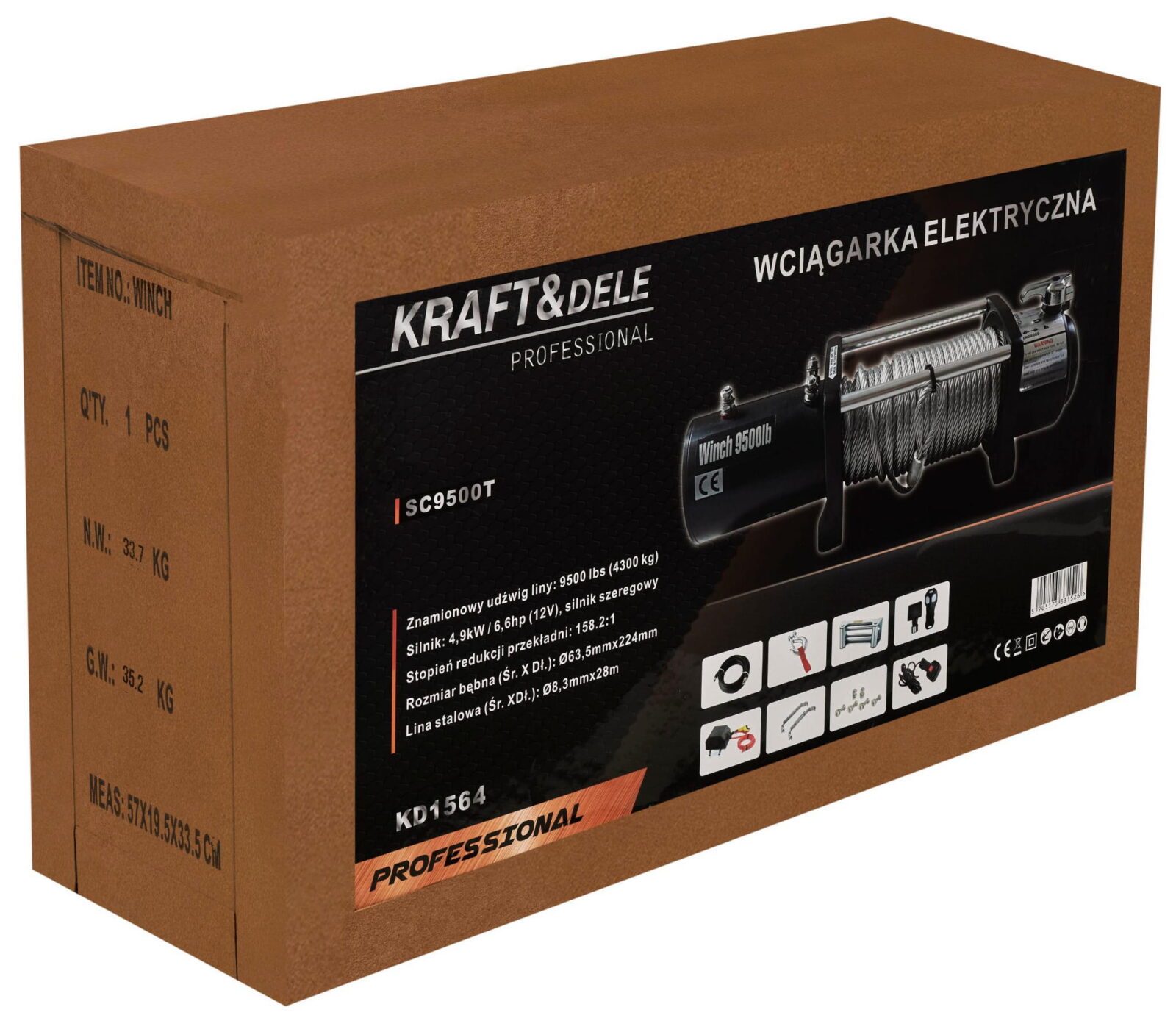 Elektriline vints KD1564 9500LBS 12V