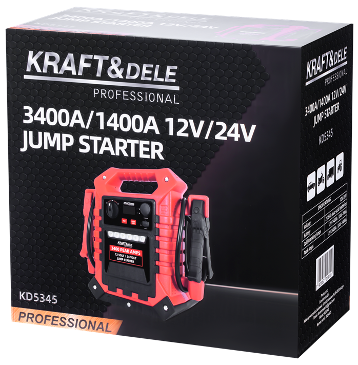 Jump-starter 3400/1400A 12/24V + valgustus KD5345