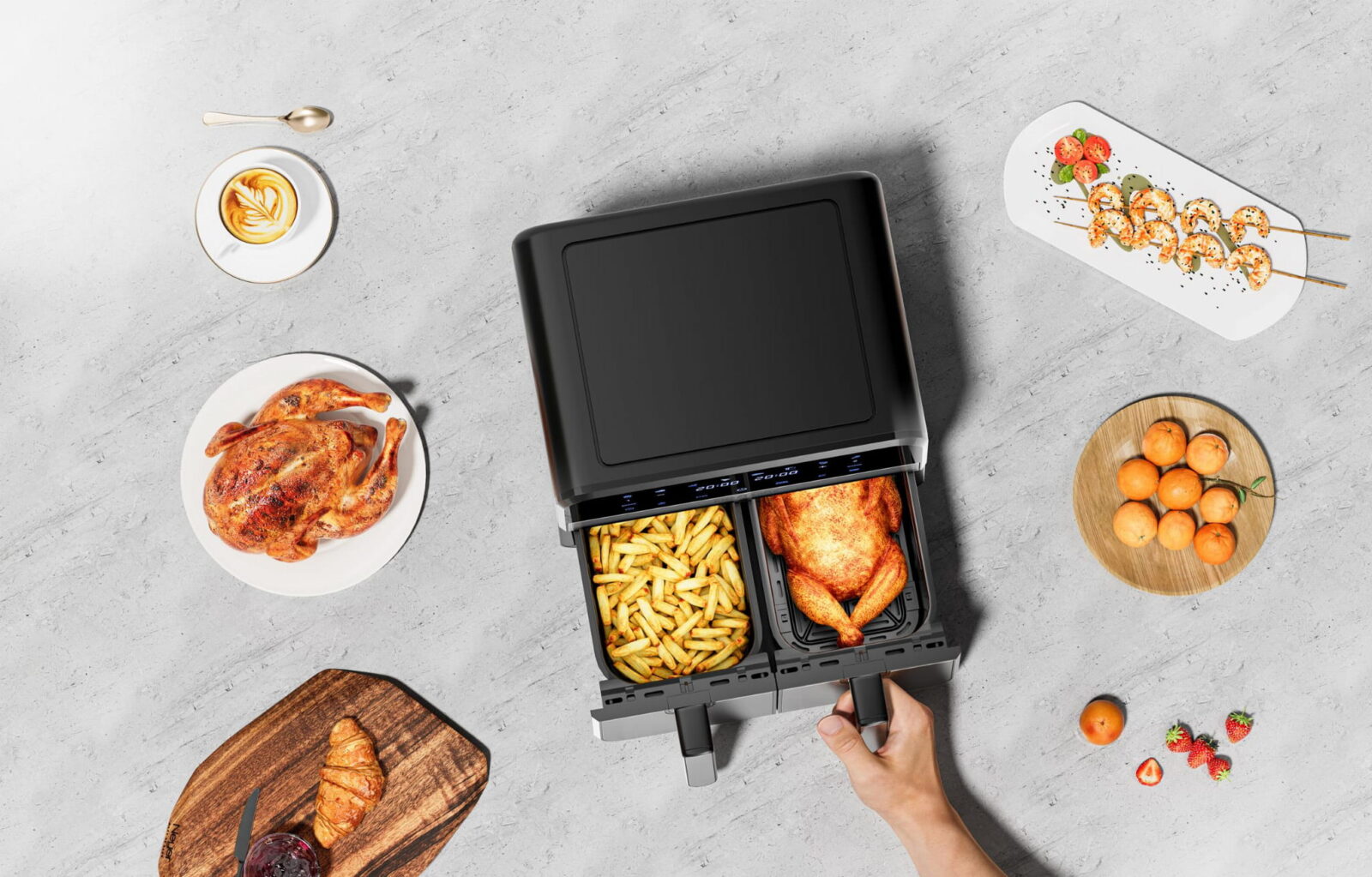 Rasvavaba fritteerimisseade AirFryer 9L 2500W KAKS KAMBRIT + LCD KD4180