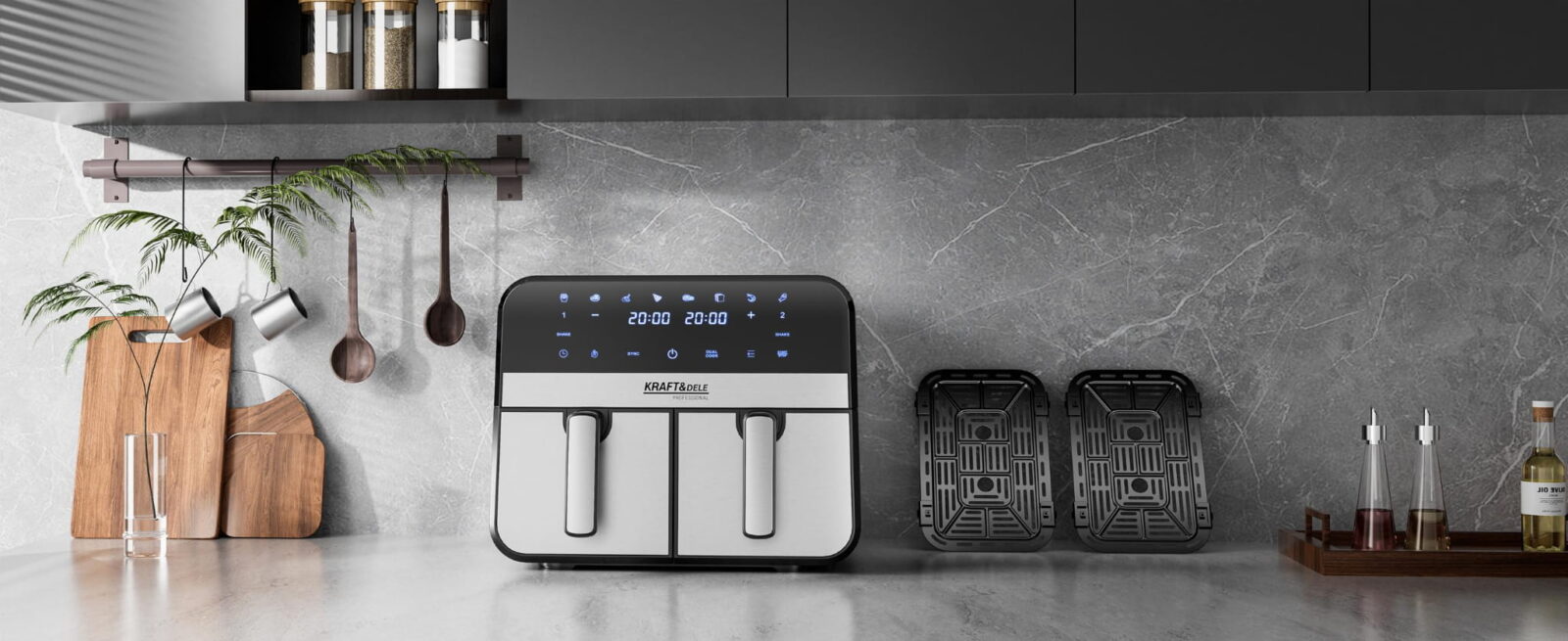 Rasvavaba fritteerimisseade AirFryer 9L 2500W KAKS KAMBRIT + LCD KD4180