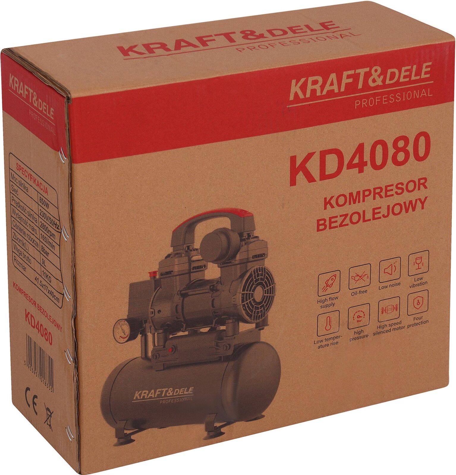 Õlivaba kompressor 9L 850W KD4080