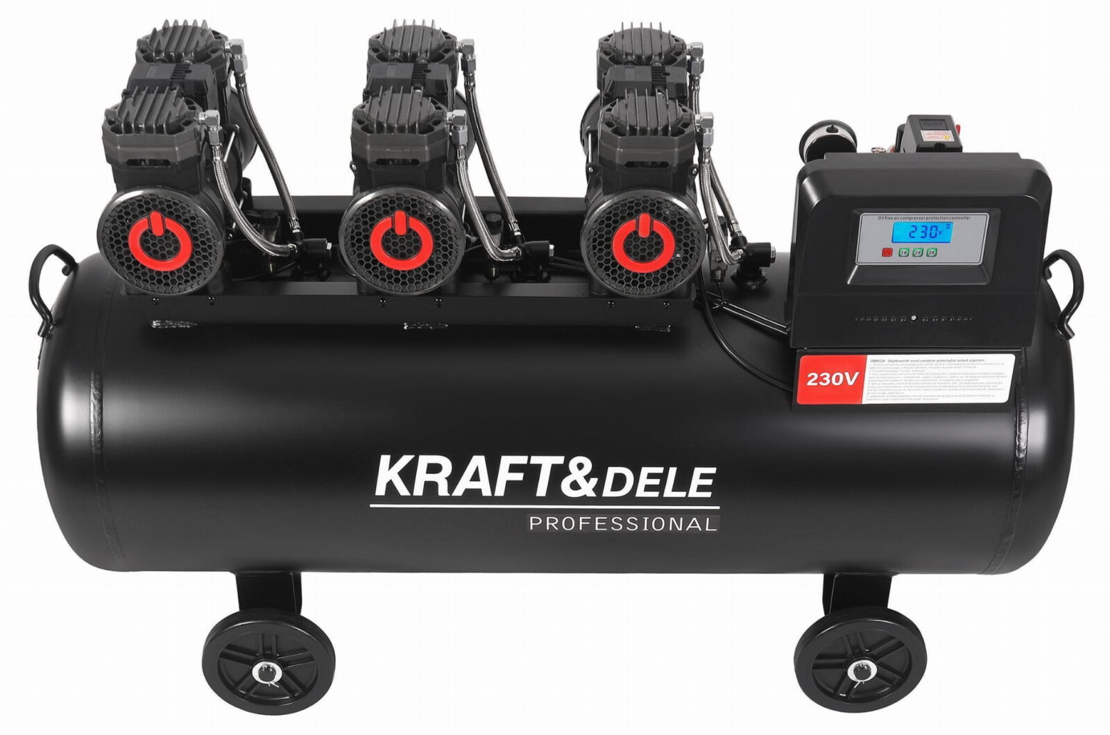 Õlivaba kompressor 200L 3x2200W + separator ja glütseriinmanomeeter KD4084
