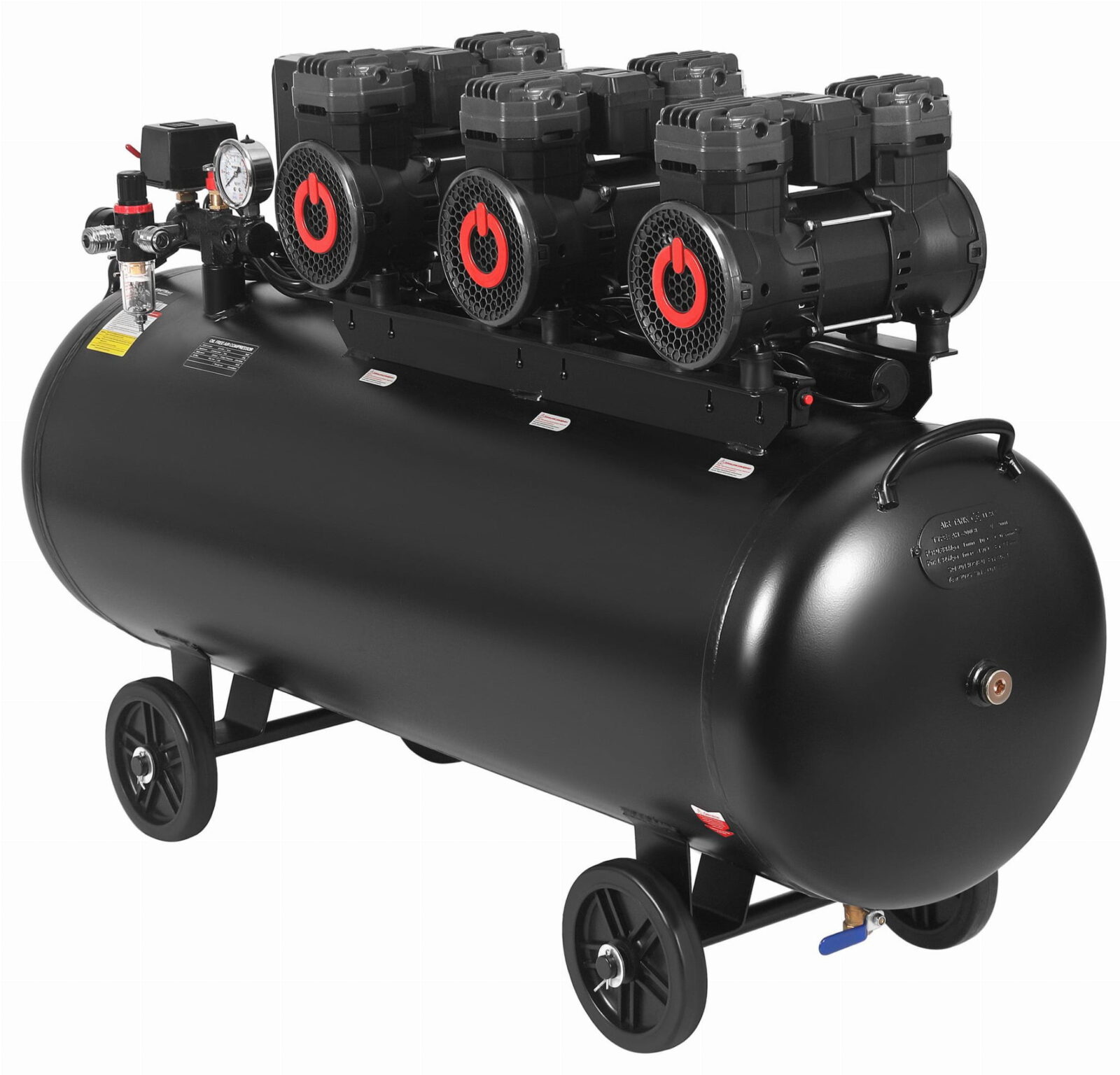 Õlivaba kompressor 200L 3x2200W + separator ja glütseriinmanomeeter KD4084