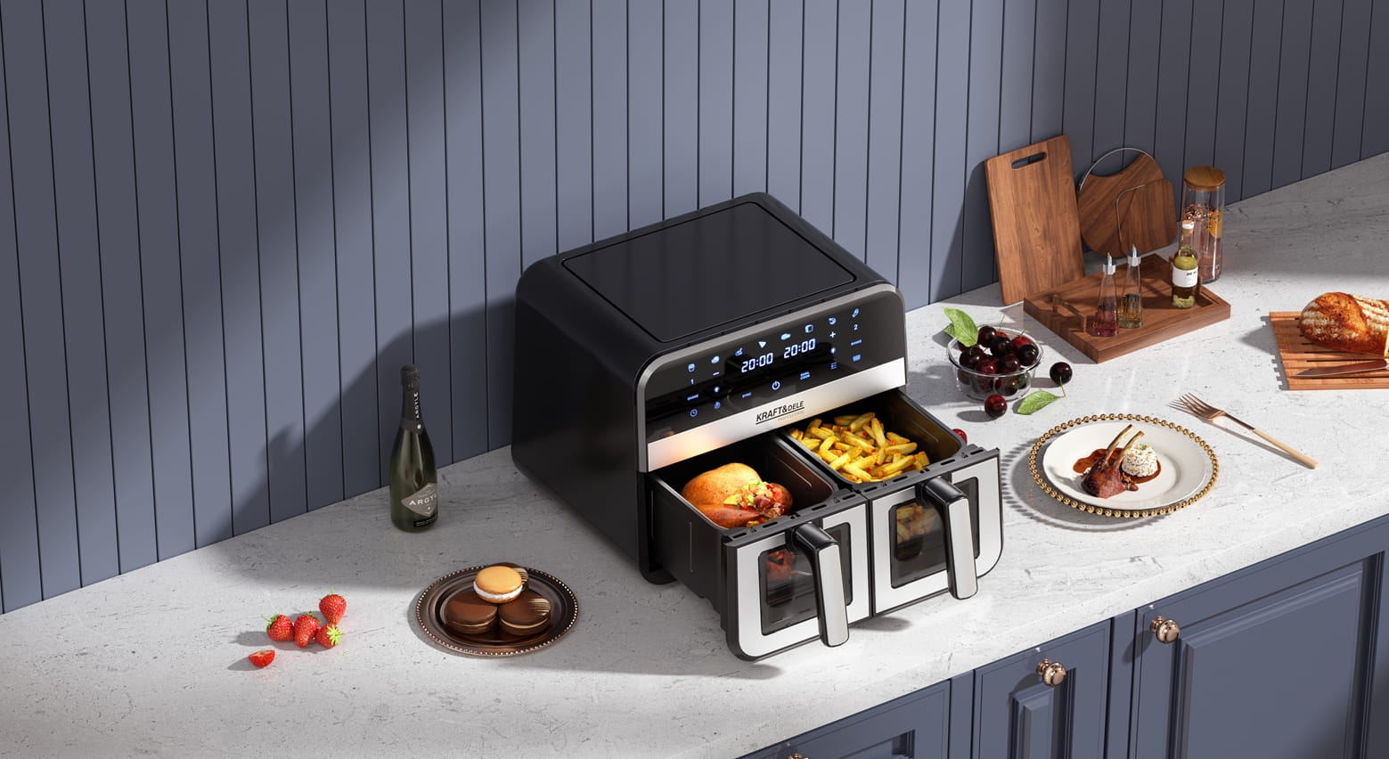 Rasvavaba fritteerimisseade 9L 2500W KAKS KAMBRIT 4,5L + LCD KD4179