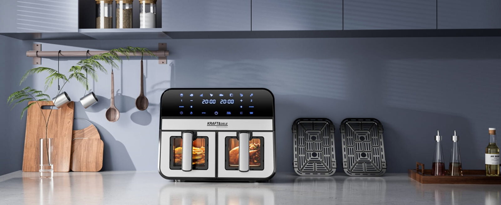 Rasvavaba fritteerimisseade 9L 2500W KAKS KAMBRIT 4,5L + LCD KD4179