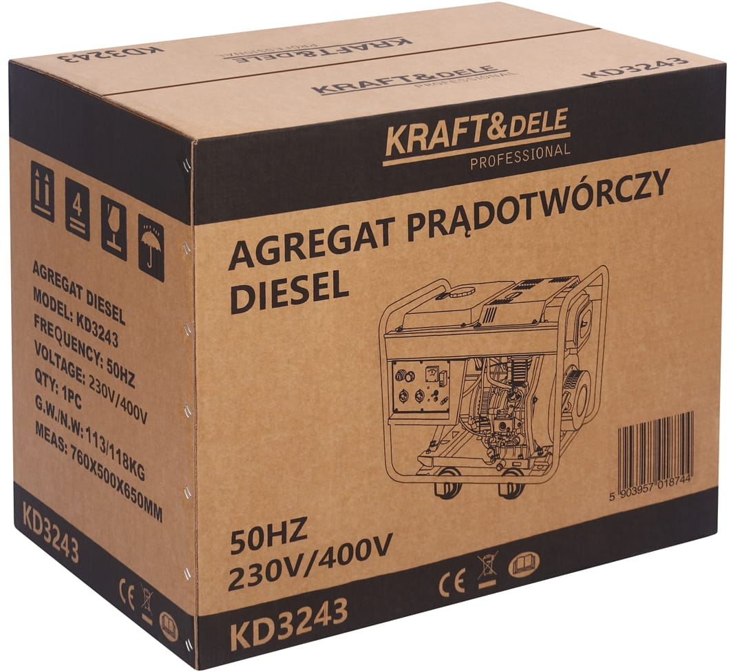 Diisligeneraator 7kW 16HP 230V/400V KD3243