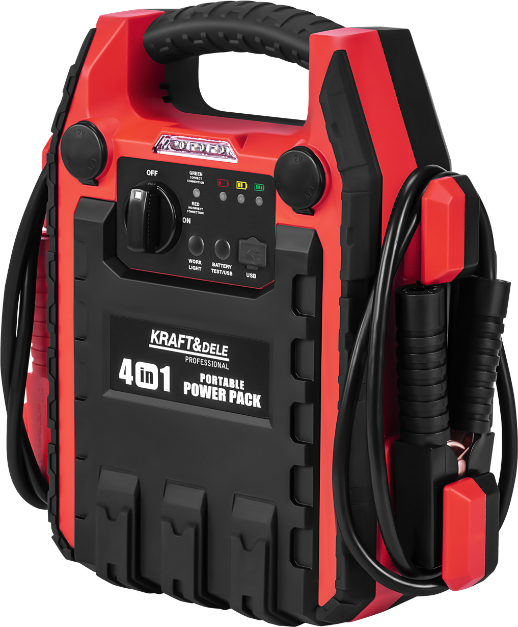 Jump-starter 4-ühes-1-s 1200/600A 22Ah 12V + valgustus + kompressor KD5346
