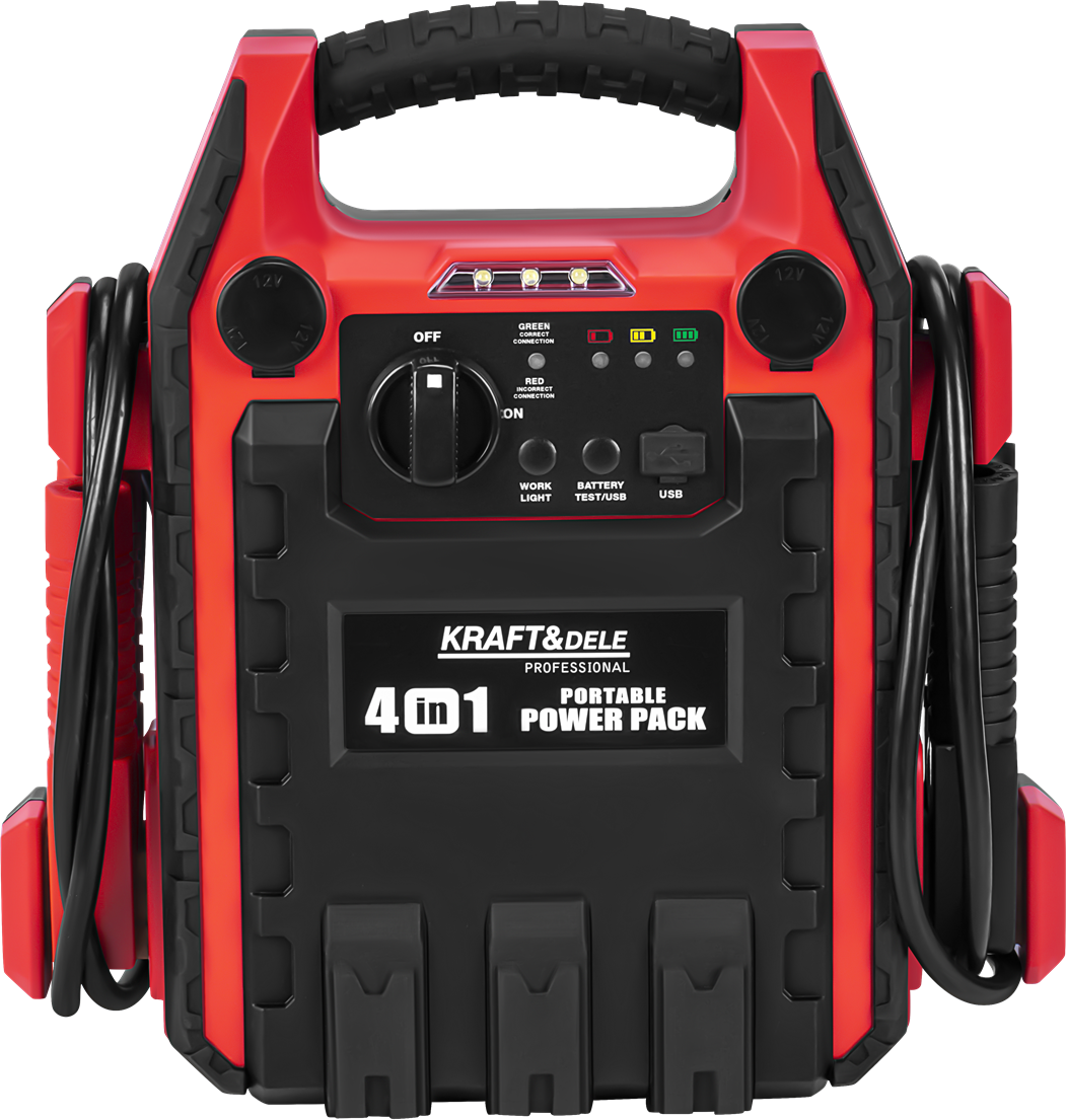 Jump-starter 4-ühes-1-s 1200/600A 22Ah 12V + valgustus + kompressor KD5346