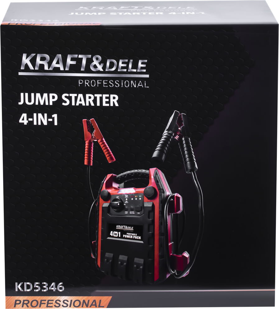 Jump-starter 4-ühes-1-s 1200/600A 22Ah 12V + valgustus + kompressor KD5346
