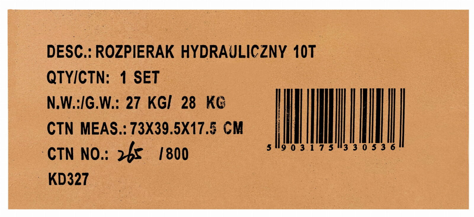 Hüdrauliline laiendusjõud 10T KD327