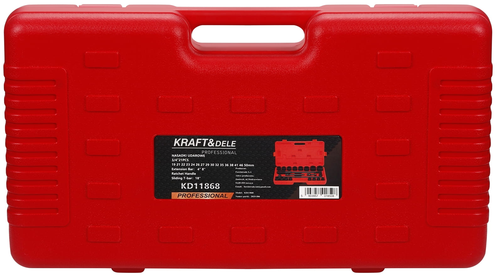 Gaisel + pikendused + löökpadrunid 3/4″ 21tk KD11868