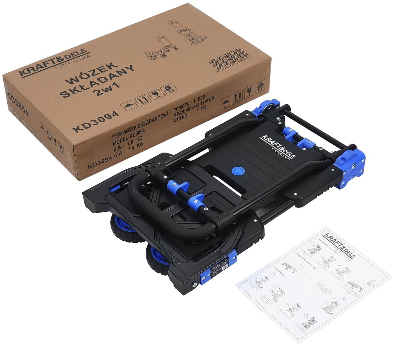 2-in-1 kokkupandav transpordi-laokäru 150kg KD3094