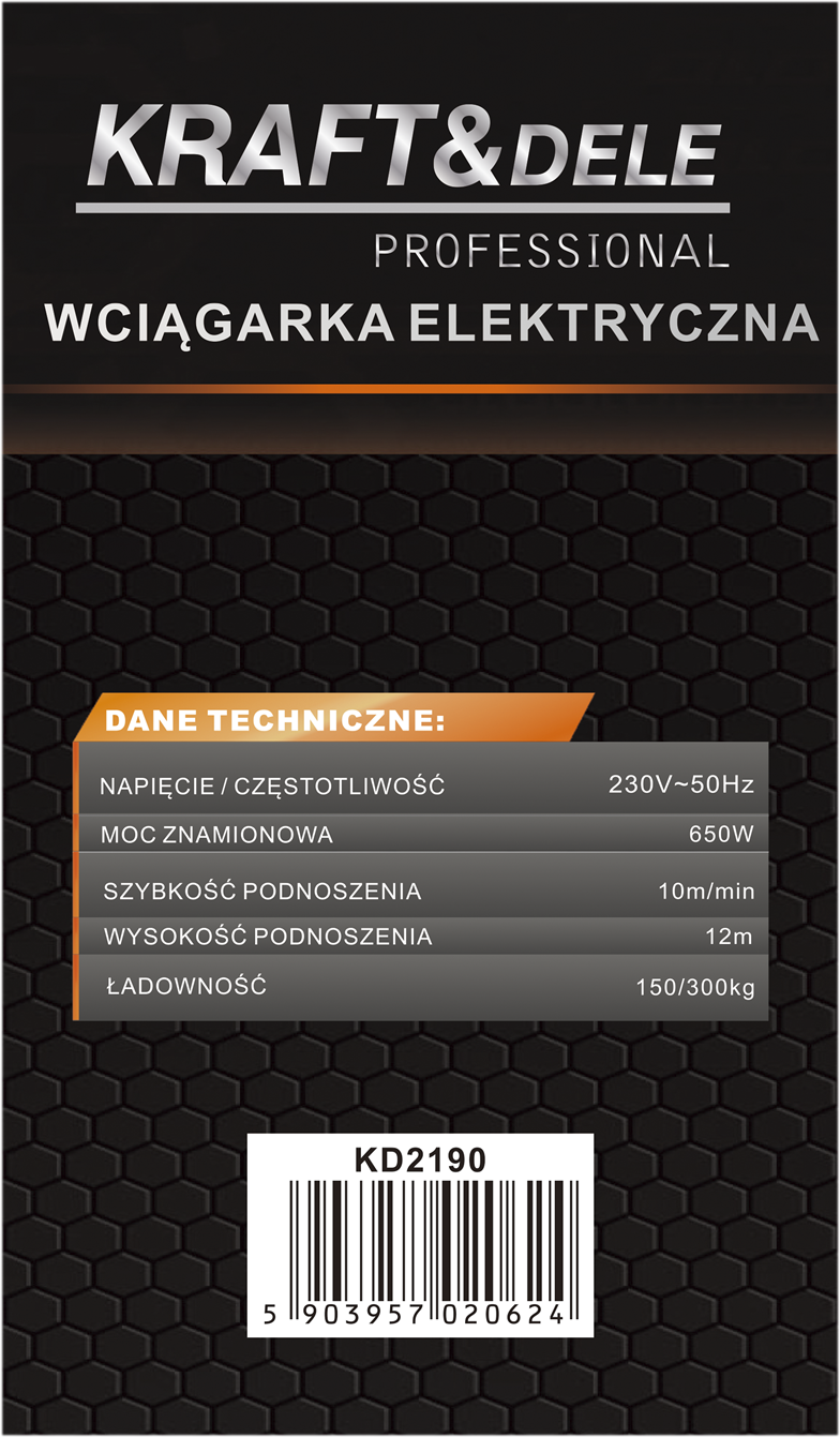 ELEKTRILINE VINTS 230V 650W 150/300kg KD2190