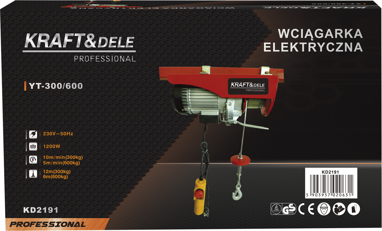 ELEKTRILINE VINTS 230V 1250W 300/600kg KD2191