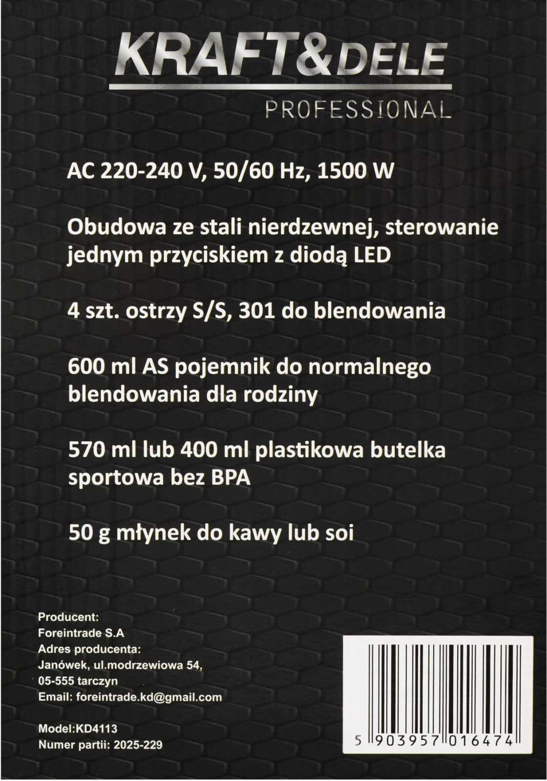 Kannutüüpi blender kokteilide jaoks 1500W KD4113