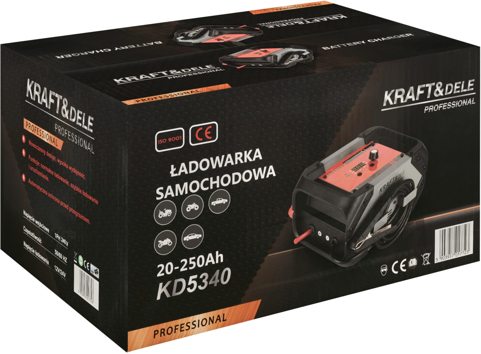 Akulaadija käivitusfunktsiooniga 20-250Ah 12/24V 35A KD5340