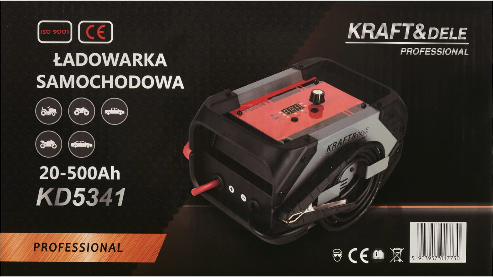 Akulaadija käivitusfunktsiooniga 20-500Ah 12/24V 60A KD5341