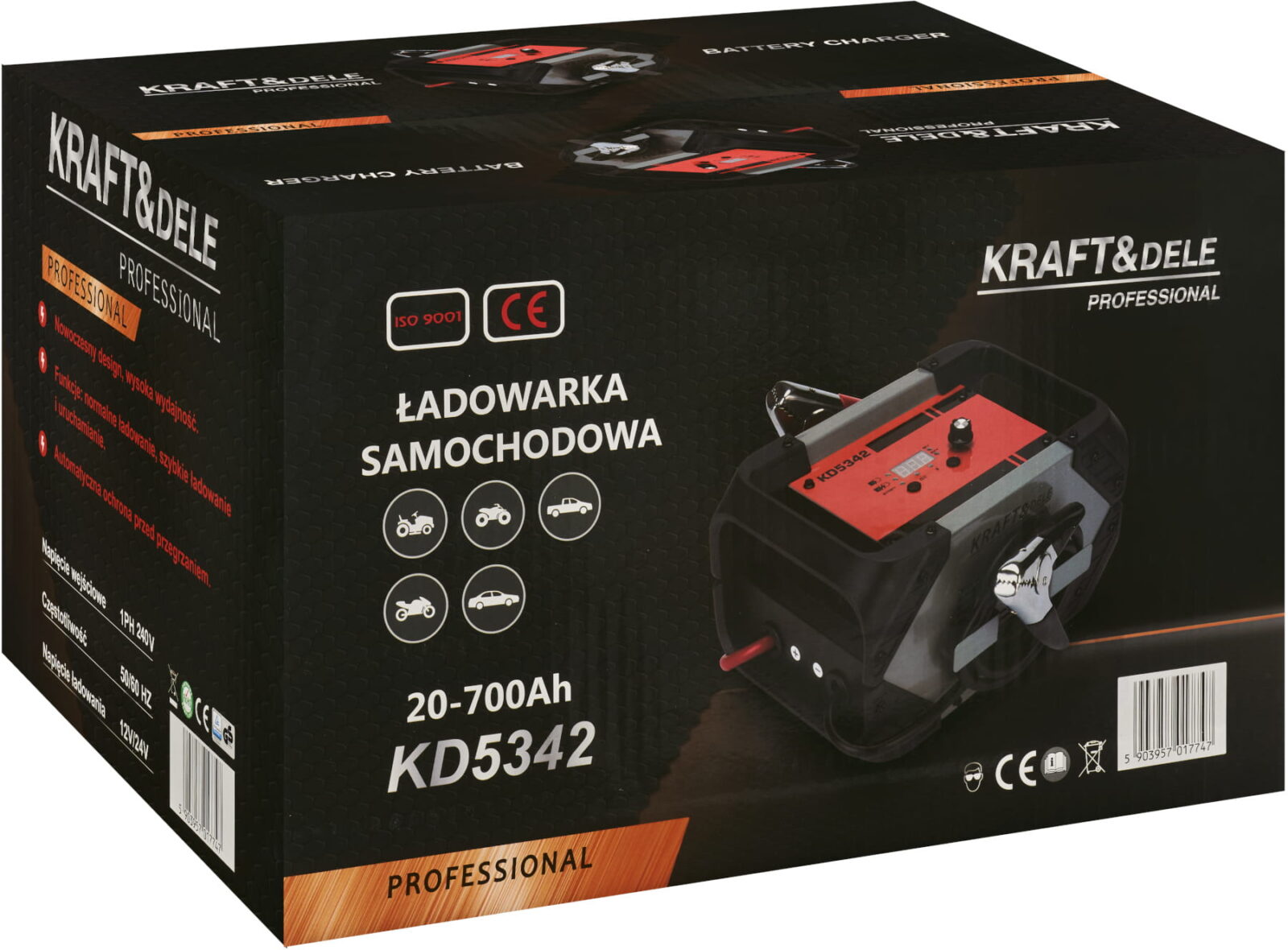 Akulaadija käivitusfunktsiooniga 20-700Ah 12/24V 85A KD5342