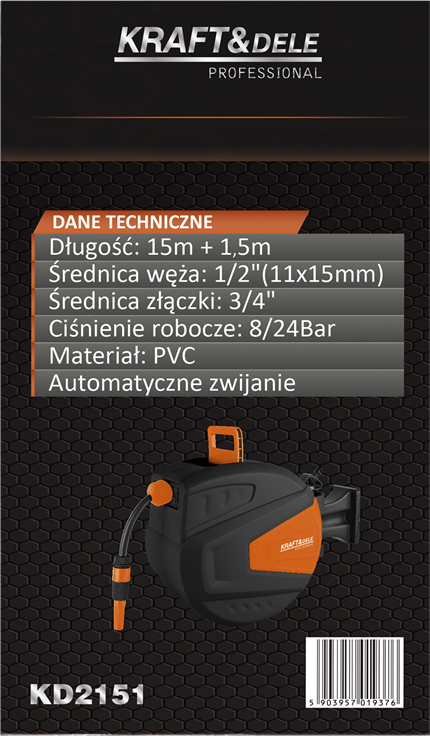 Aiavoolik kerivaga 15m+1,5m 1/2″ KD2151