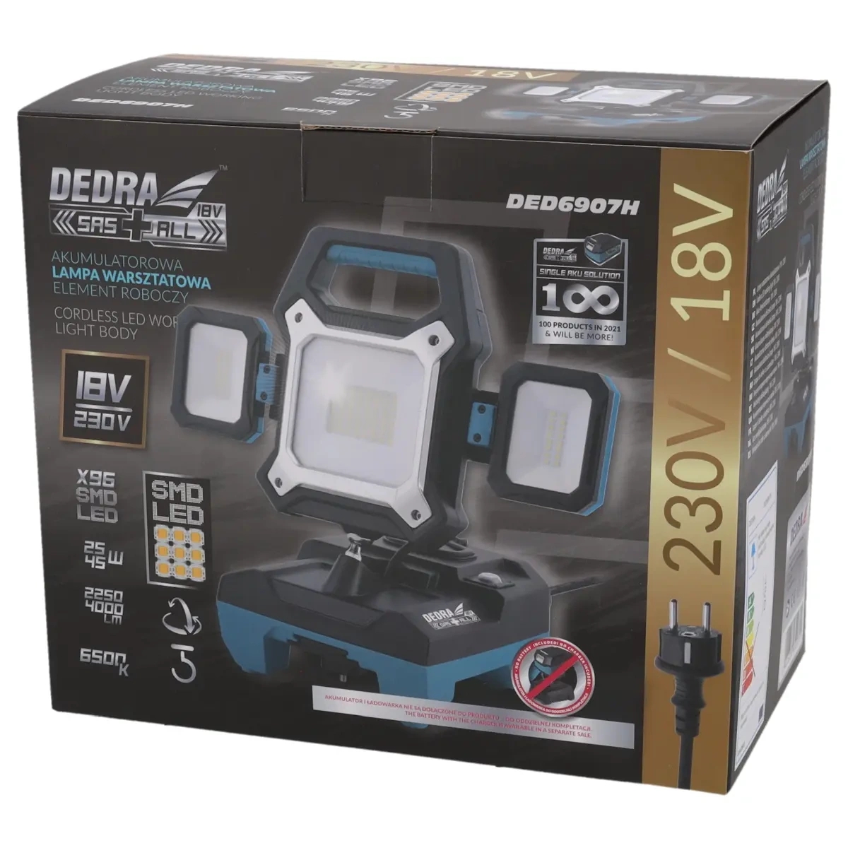 Töökoja lamp AC 45W 4000LM, DC 25W 2250LM 96tk SMD LED