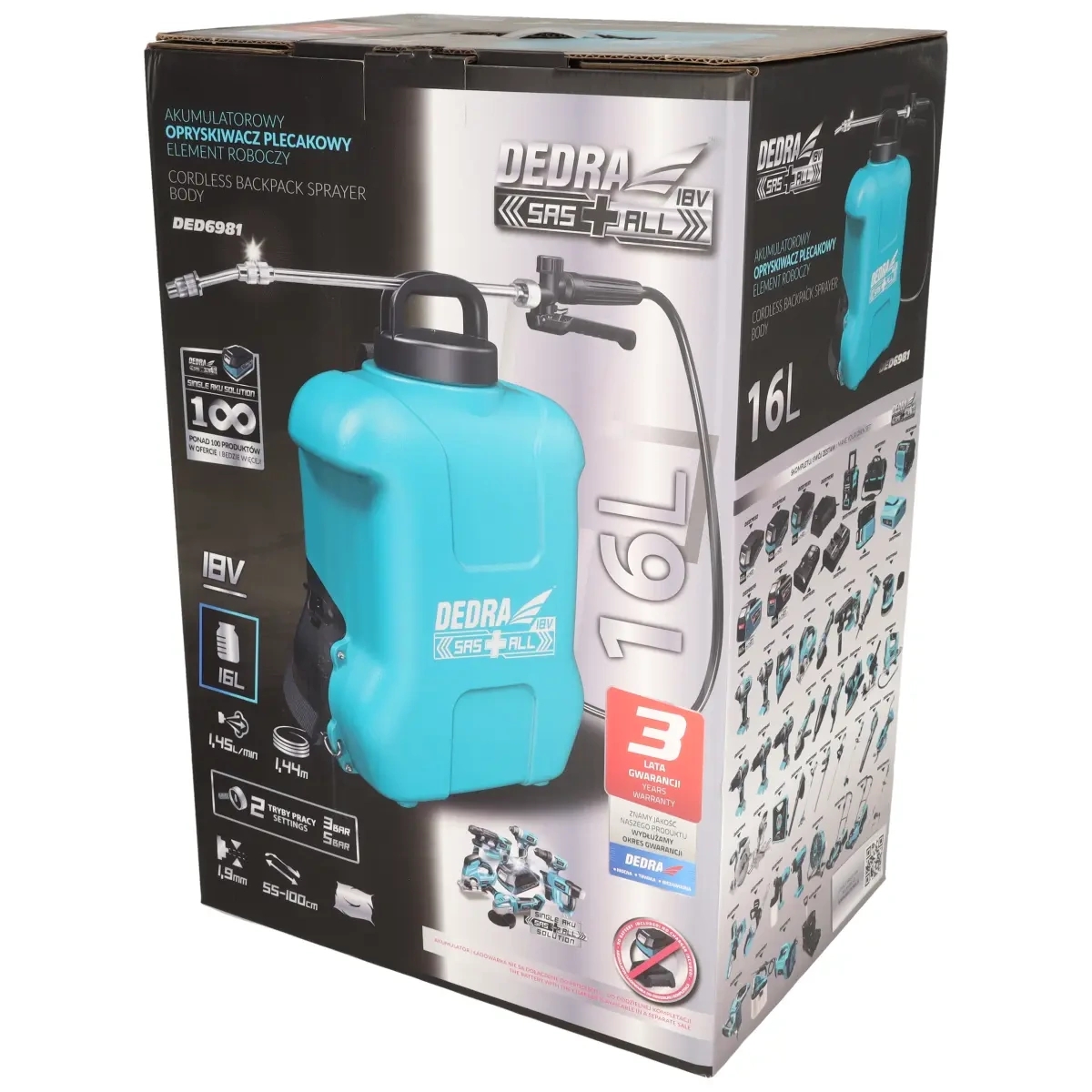 Akutoitega pihusti 18V SAS+ALL, 16L