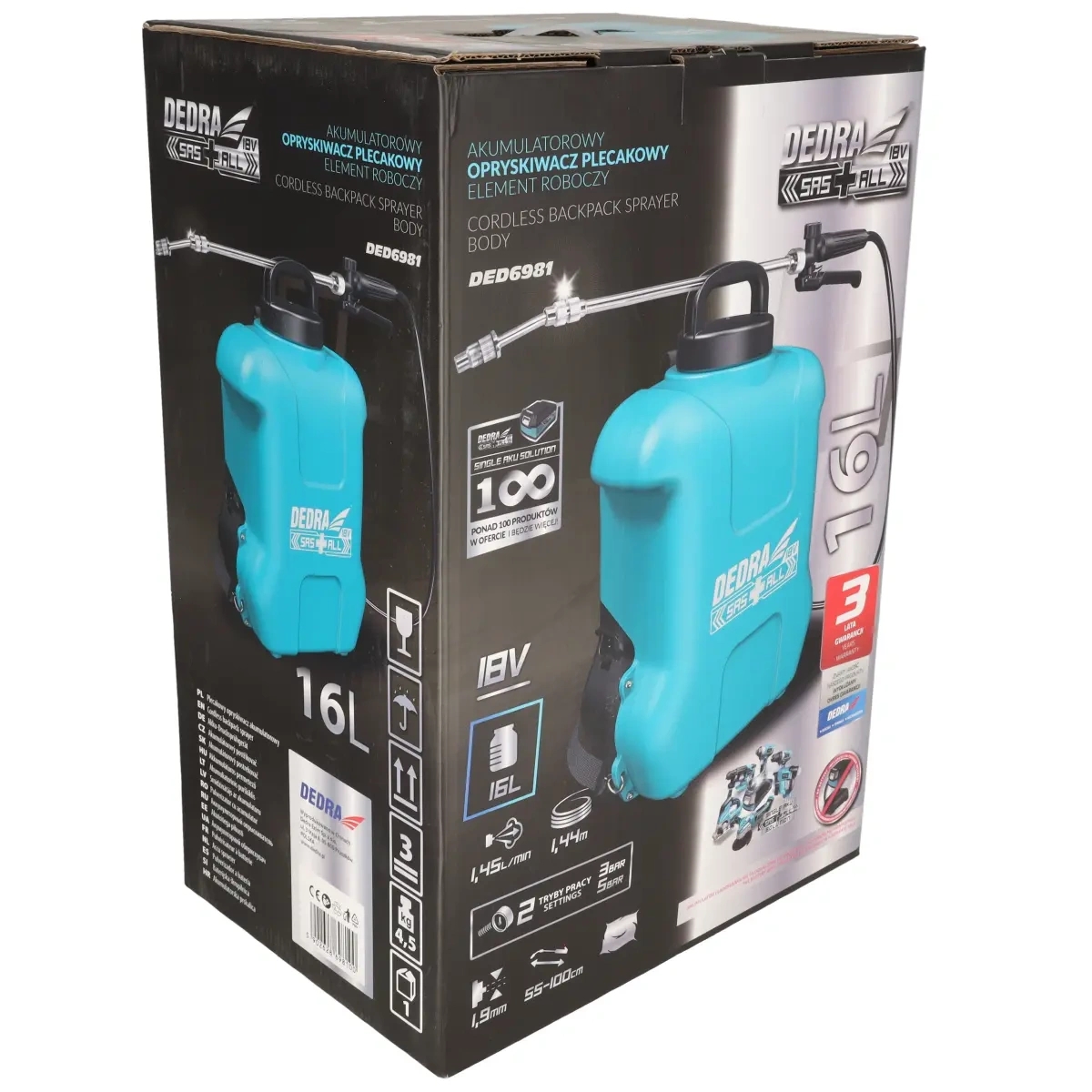 Akutoitega pihusti 18V SAS+ALL, 16L