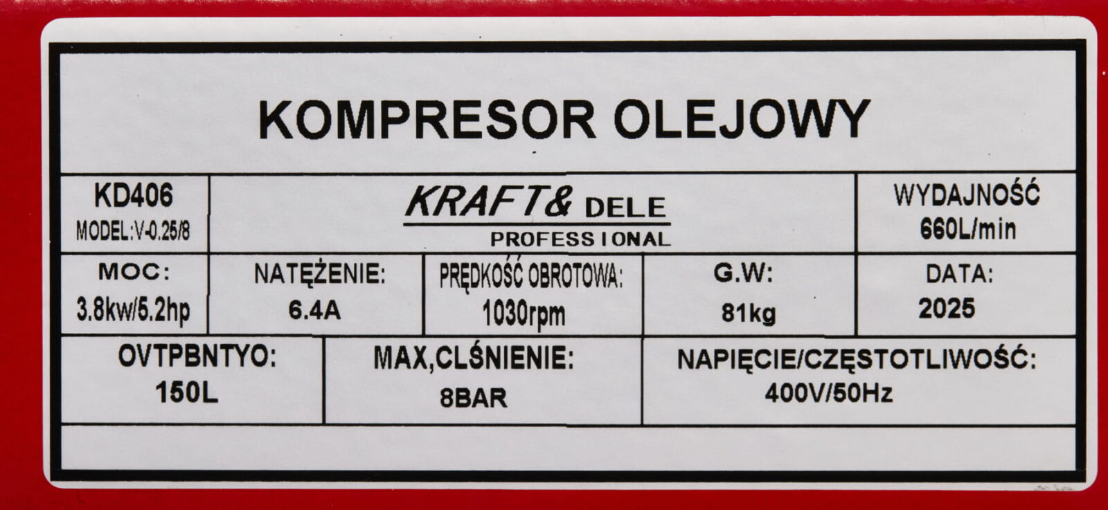 Õlikompressor 150L 400V KD406