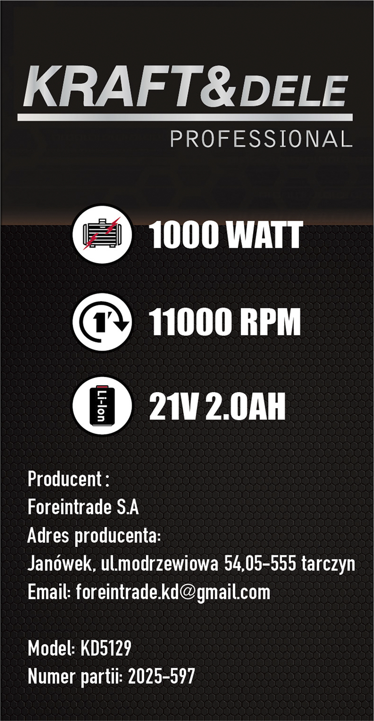 Akuniidetrimmer 21V 2Ah x 2tk 1000W 11000p/min KD5129