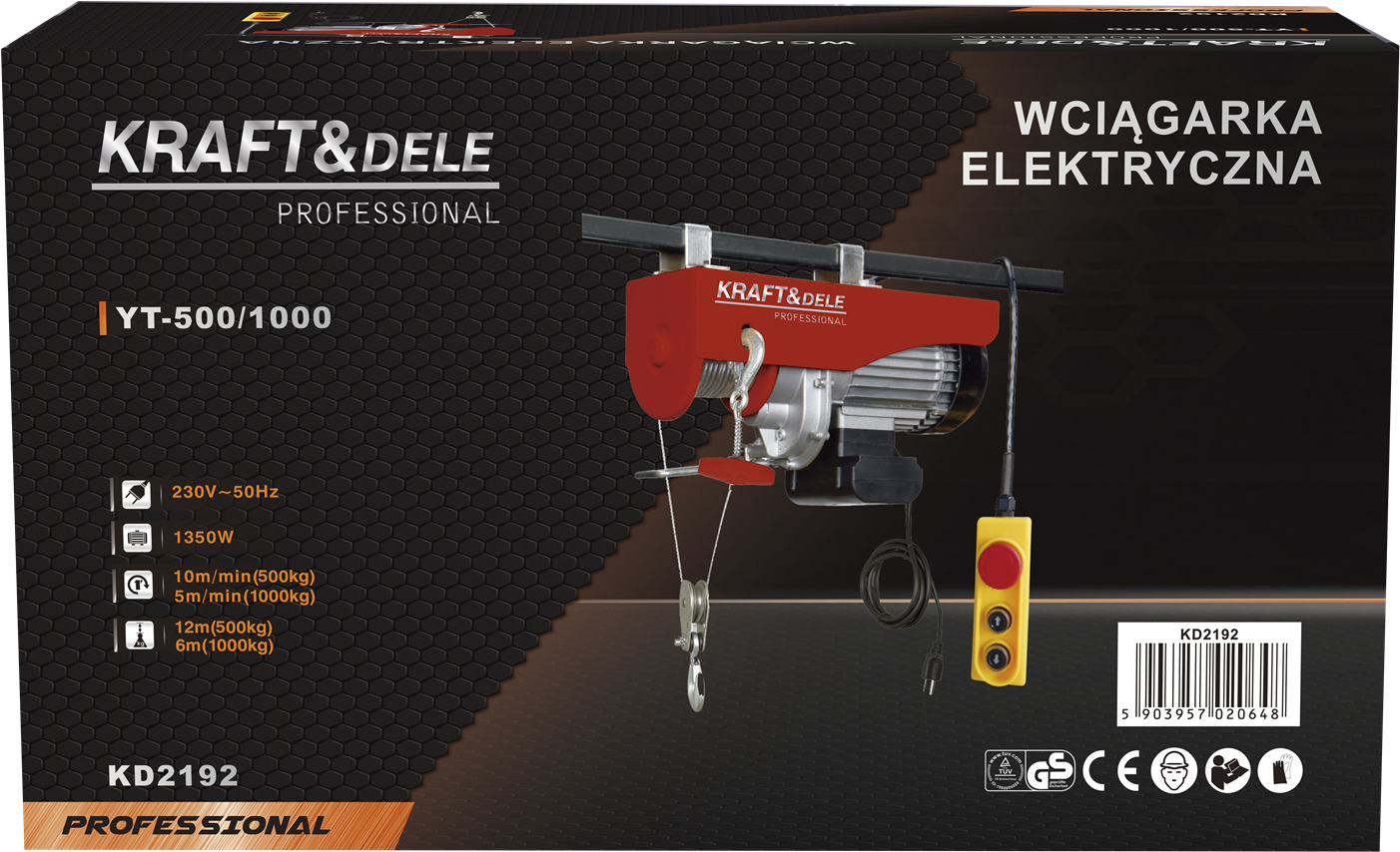 ELEKTRILINE VINTS 230V 1350W 500/1000kg KD2192