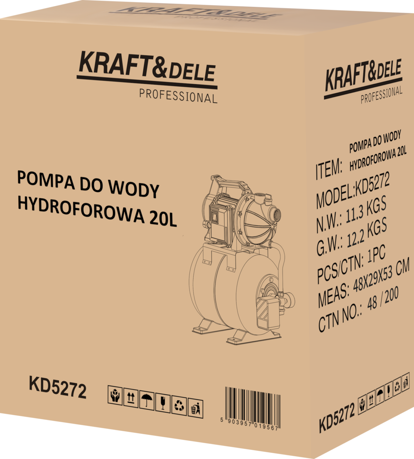 HÜDROFOORNE VEEPUMP 20L 1200W 3400L/h KD5272
