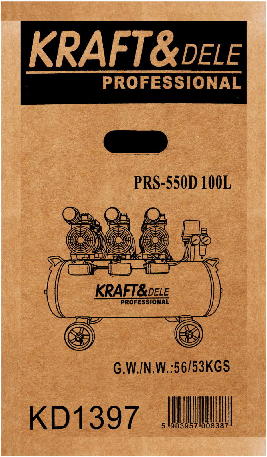 Õlivaba kompressor 100L 3 x 1500W KD1397