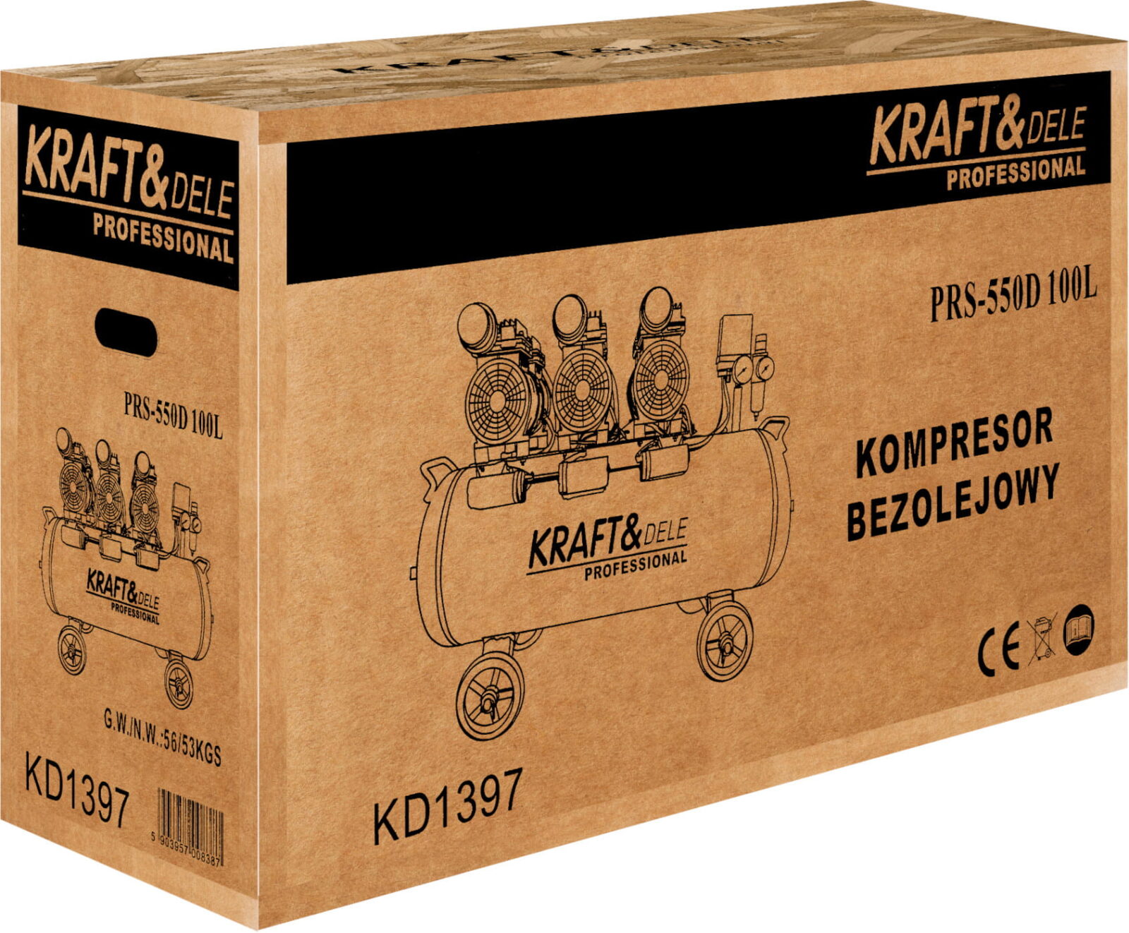 Õlivaba kompressor 100L 3 x 1500W KD1397