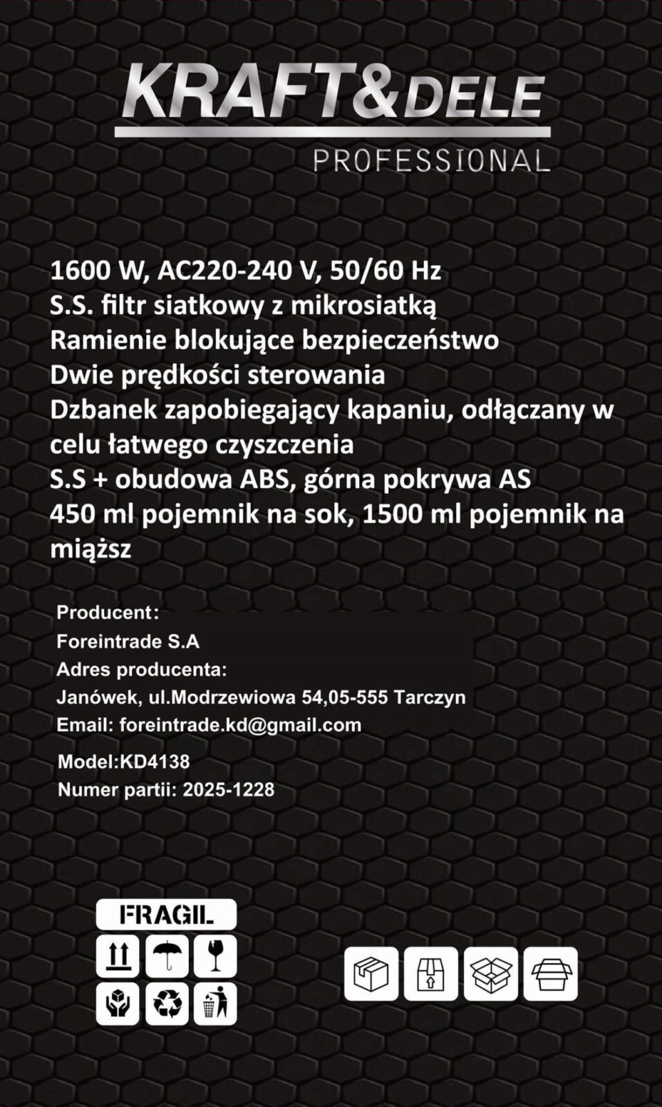 Tsentrifugaalmahlapress 1600W KD4138