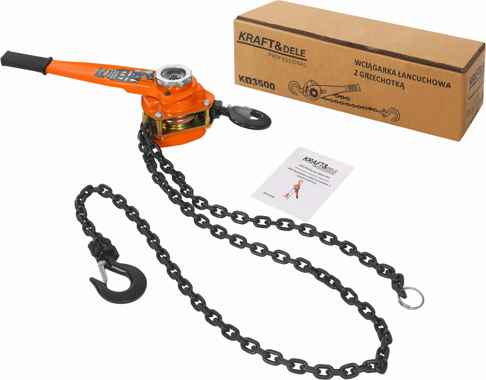 Käsikett-vints ratchet-mehhanismiga 1,5T 3M KD3500