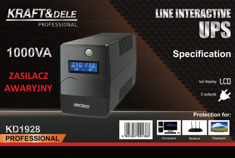 Katkematu toiteallikas UPS 1000VA LCD KD1928