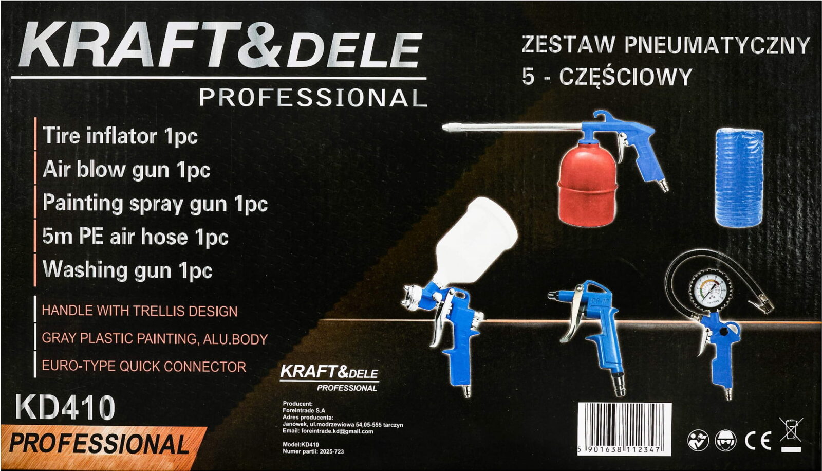 Pneumaatiliste tööriistade komplekt 5 elementi KD410