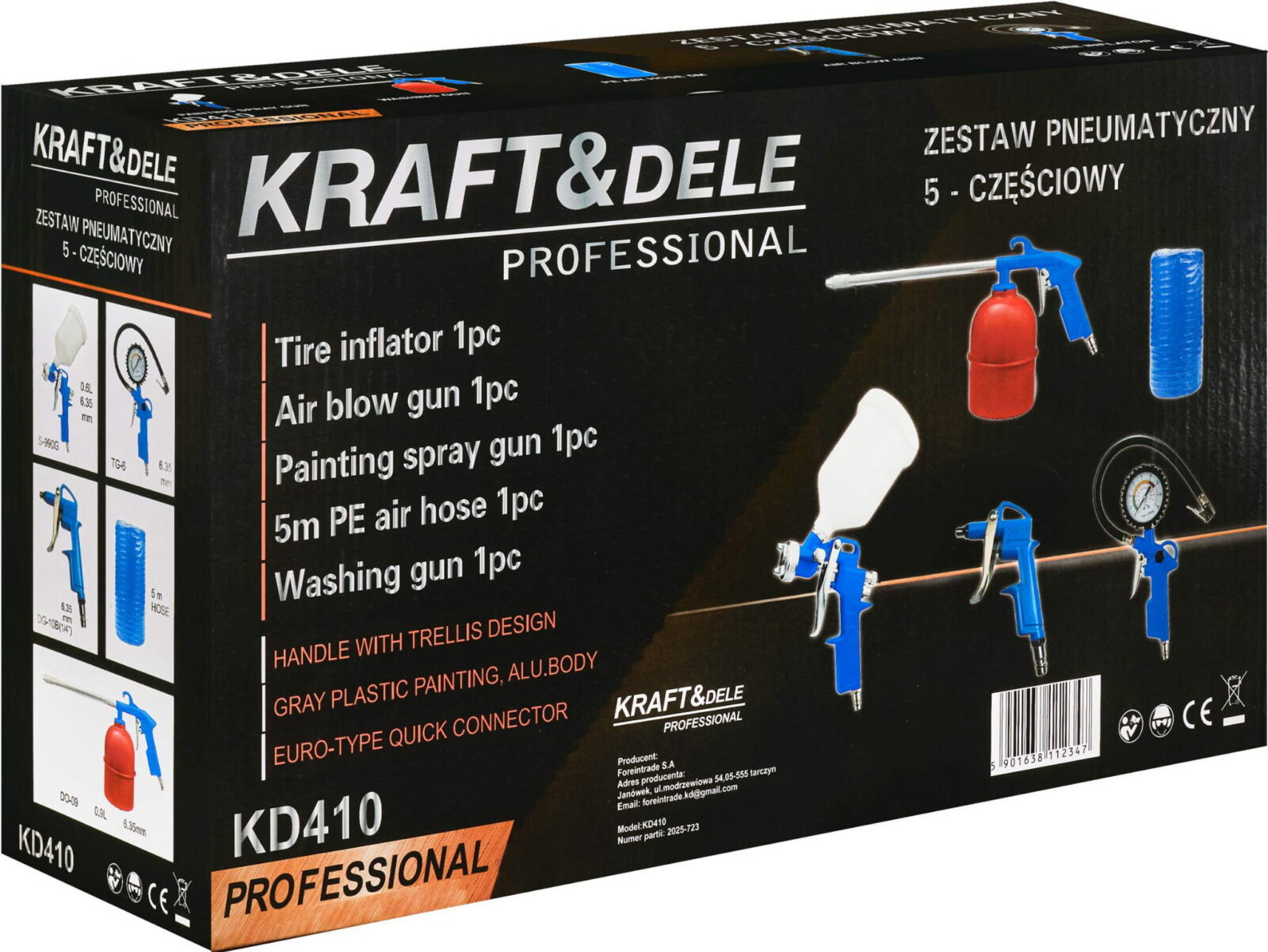 Pneumaatiliste tööriistade komplekt 5 elementi KD410
