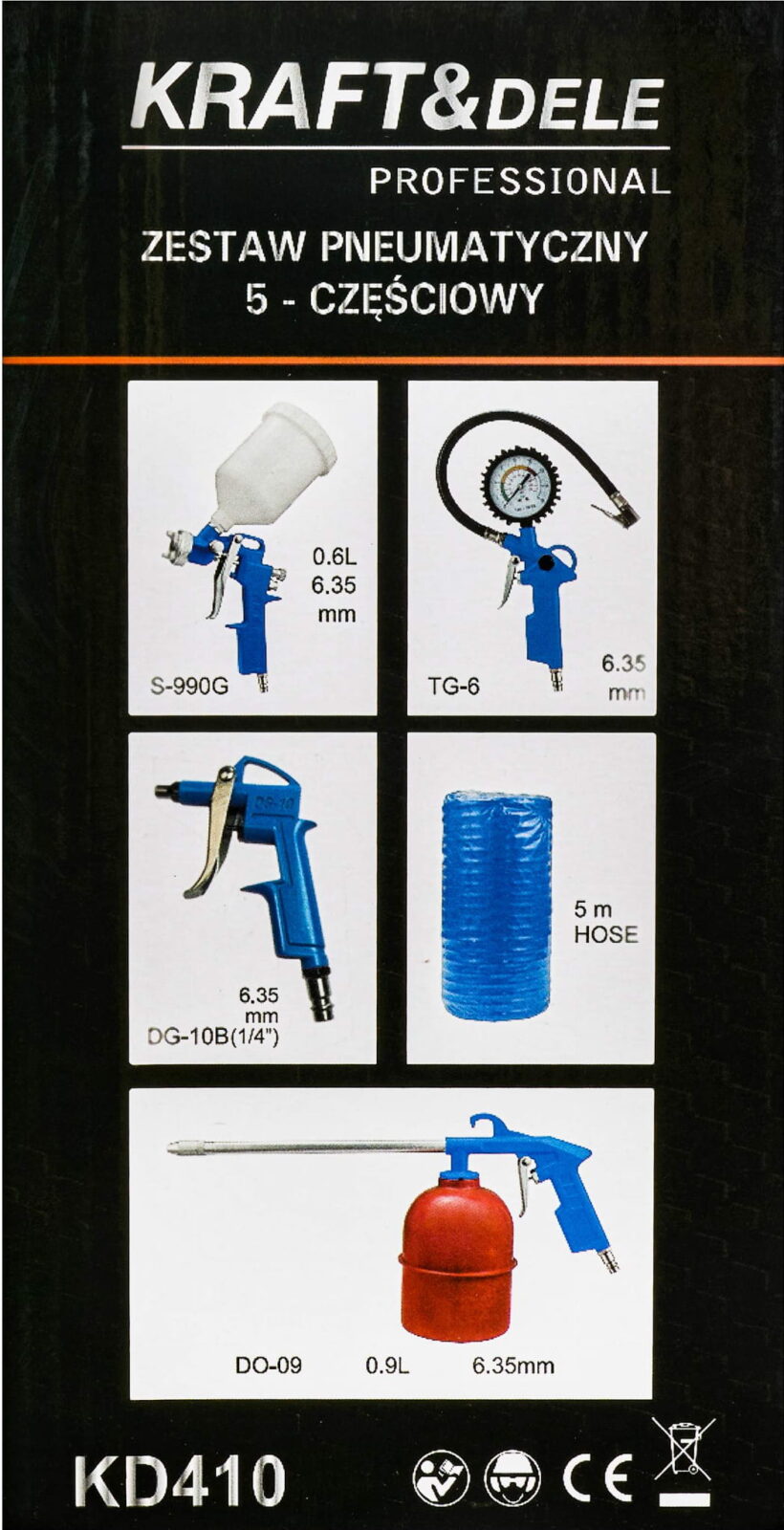 Pneumaatiliste tööriistade komplekt 5 elementi KD410