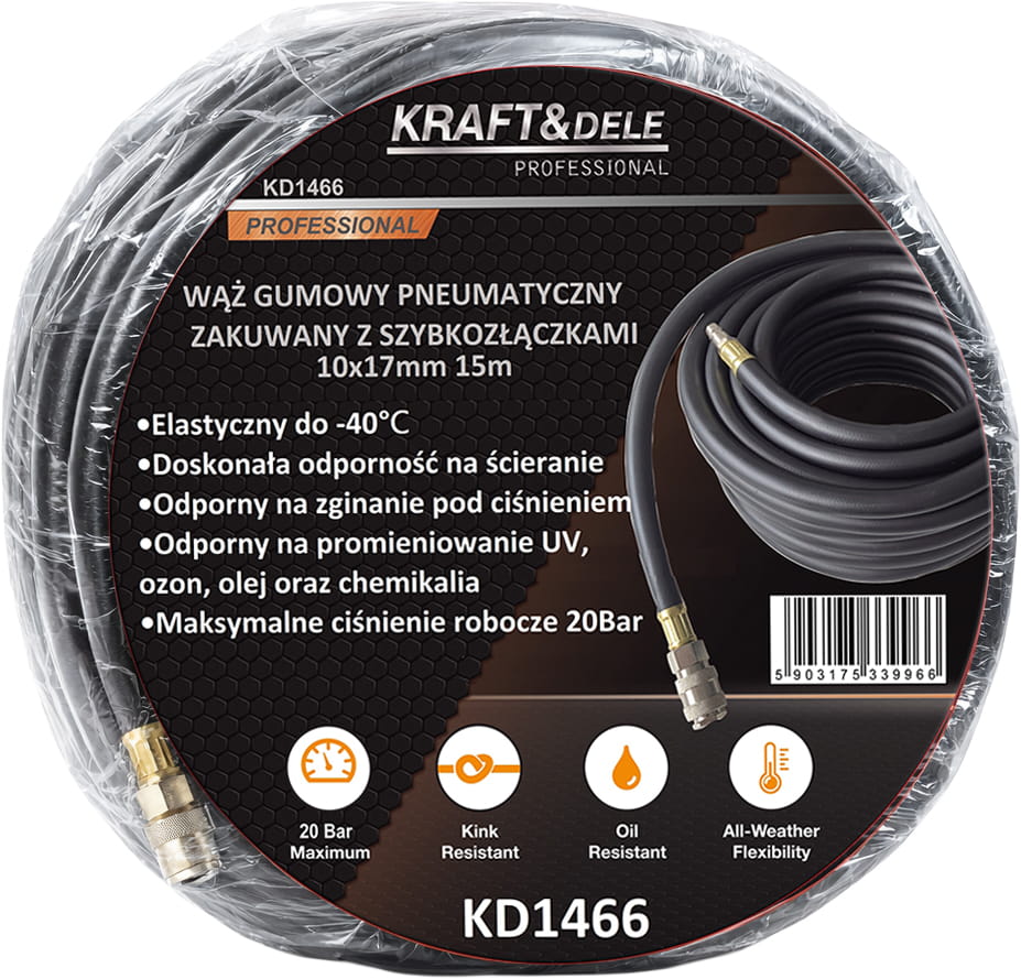 Surutud pneumaatiline voolik 10×17mm 15m KD1466
